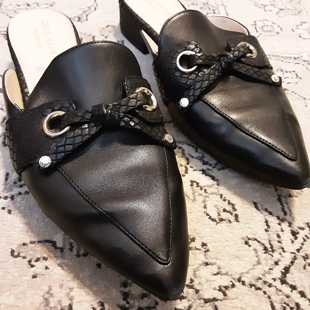 Cole Haan Black Leather Mules - Picture 2 of 5
